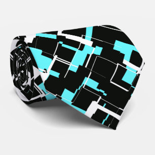 Cool Trendy Black White Blue Pattern Neck Tie