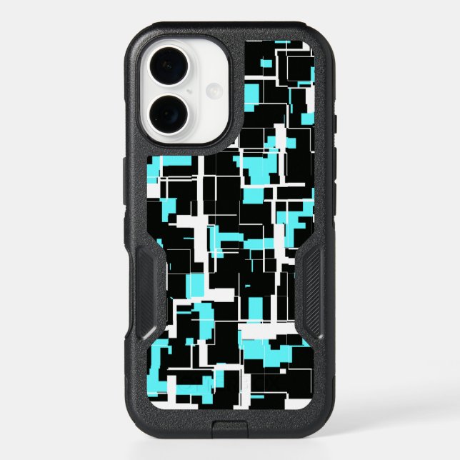 Cool Trendy Black White Blue Pattern Otterbox iPhone Case (Back)