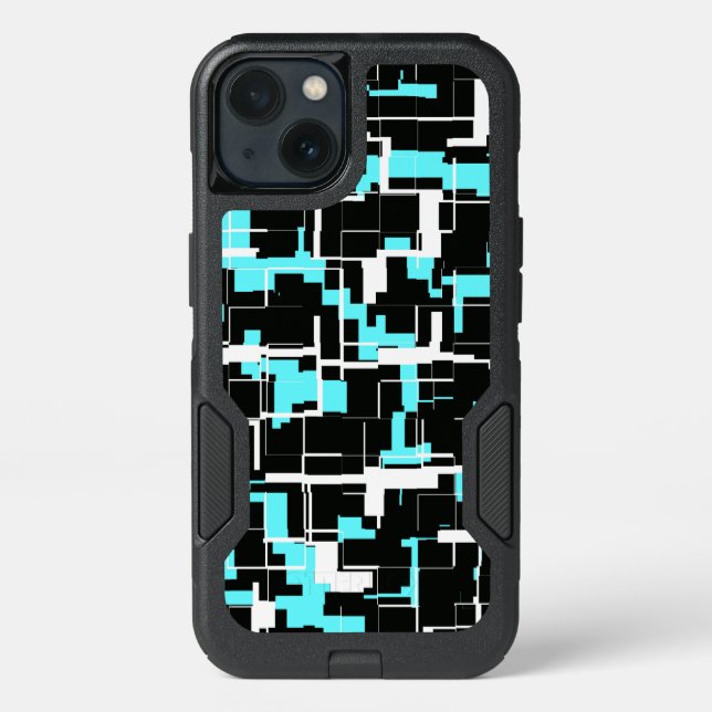 Cool Trendy Black White Blue Pattern Otterbox iPhone Case (Back)