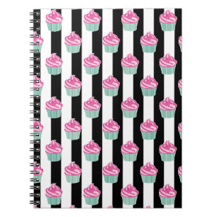 Cool Trendy Bleck and Withe, Cup Cakes Notebook