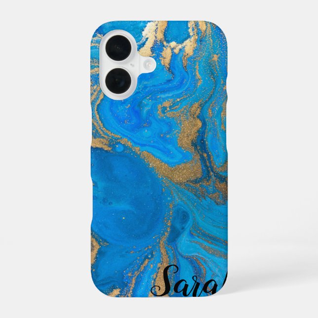Cool Trendy Blue Marble  Case-Mate iPhone Case (Back)
