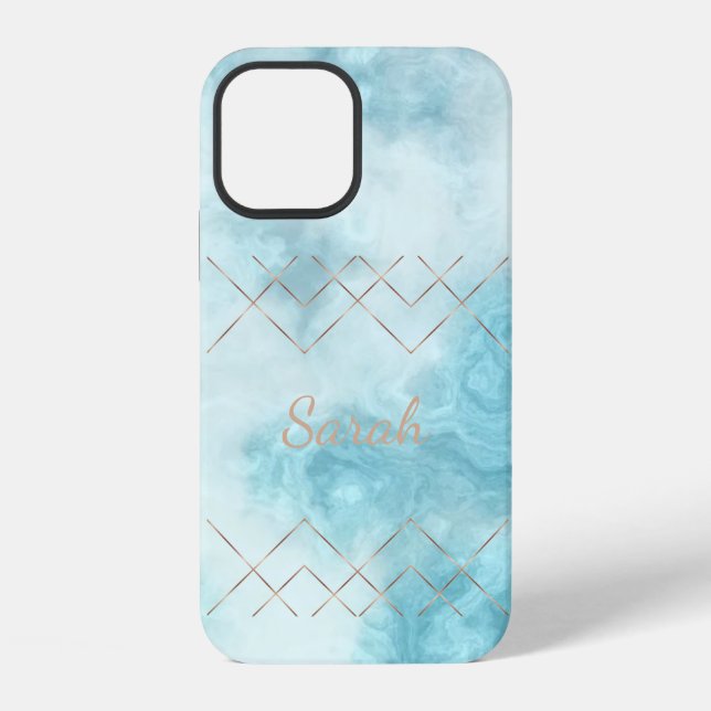 Cool Trendy Blue Marble Case-Mate iPhone Case (Back)