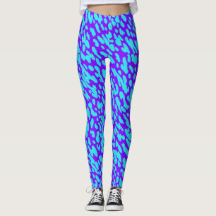 Cool Trendy Blue Purple Animal Print Spot Pattern Leggings