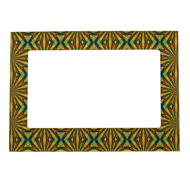  Cool Trendy Blue Red Yellow Mandala Tribal Ethnic Magnetic Frame (Front)