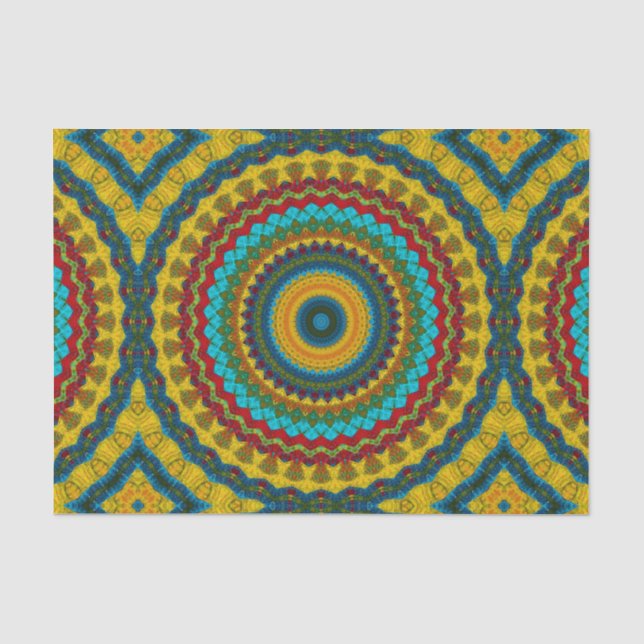  Cool Trendy Blue Red Yellow Mandala Tribal Ethnic Tissue Paper (Front)