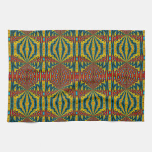 Cool Trendy Blue Red Yellow Vintage Tribal Ethnic  Kitchen Towel
