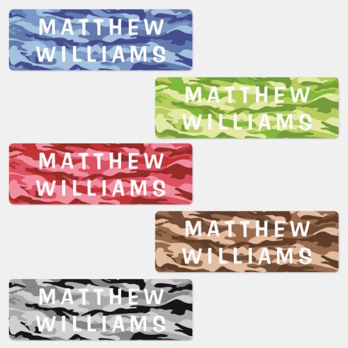 Cool Trendy Camouflage Modern Personalized Name Labels