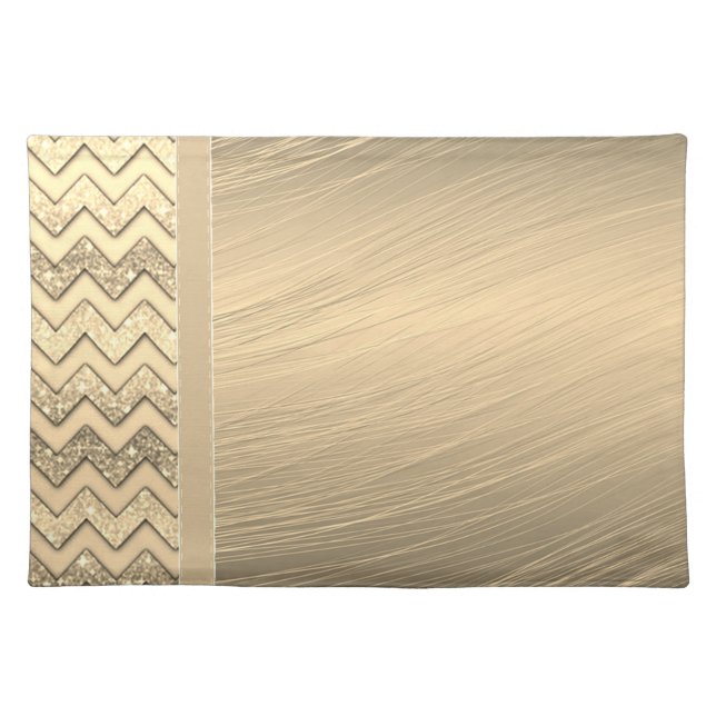 Cool Trendy Chevron Gold Glitter Cloth Placemat (Front)