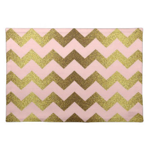 Cool Trendy Chevron  Gold Glitter Cloth Placemat