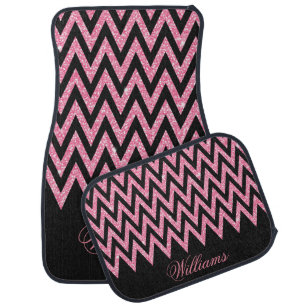 Cool trendy chevron zigzag light pink faux glitter car mat
