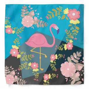 Cool Trendy Chic Cute Pink Girly Floral Flamingo Bandana