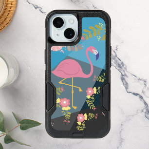 Cool Trendy Chic Cute Pink Girly Floral Flamingo iPhone 15 Case
