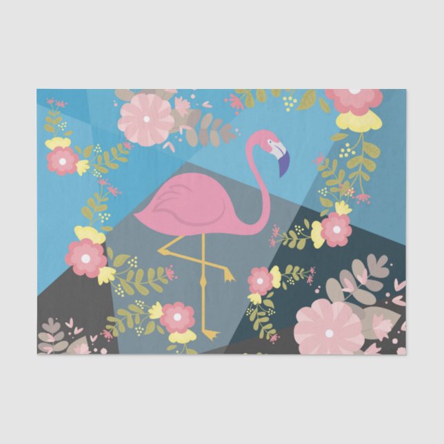 Cool Trendy Chic Cute Pink Girly Floral Flamingo Tissue Paper (Front)