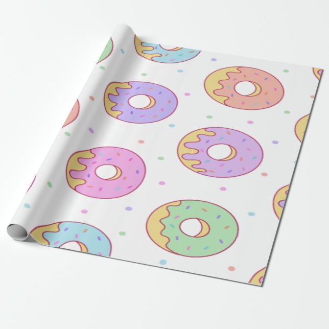 Cool Trendy Colorful Donuts Wrapping Paper (Unrolled)