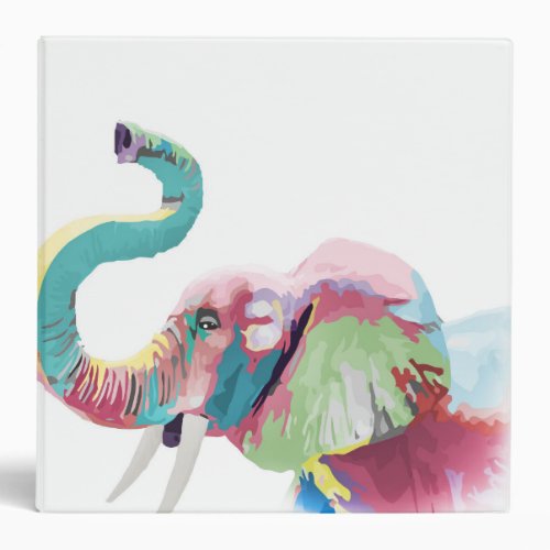 Cool Trendy Colorful Elephant  3 Ring Binder