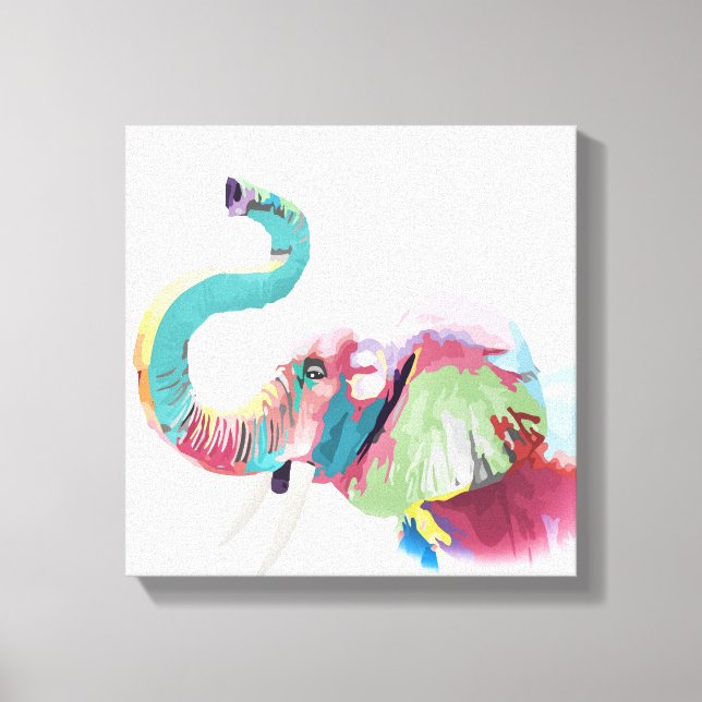 Cool Trendy Colorful Elephant  Canvas Print (Front)