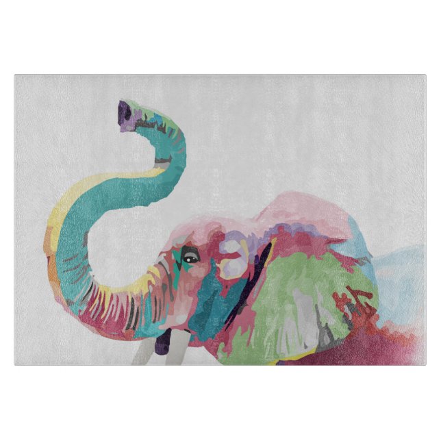 Cool Trendy Colorful Elephant  Cutting Board (Front)