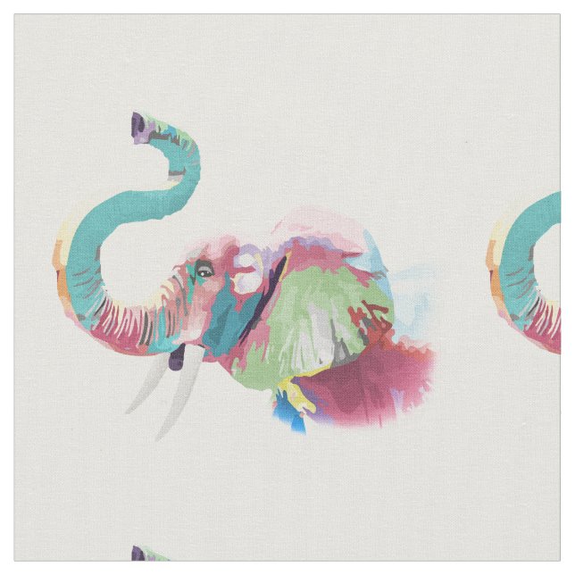 Cool Trendy Colorful Elephant  Fabric (Close Up)