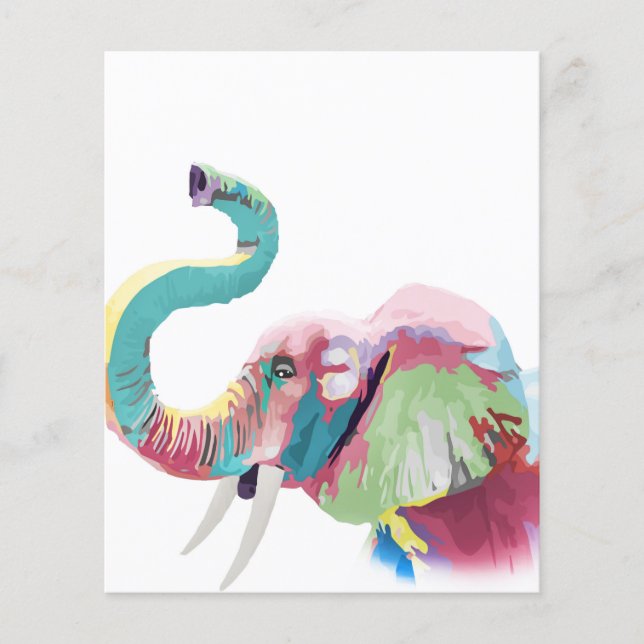 Cool Trendy Colorful Elephant  Flyer (Front)