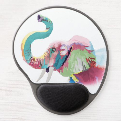 Cool Trendy Colorful Elephant  Gel Mouse Pad