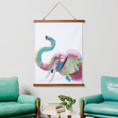 Cool Trendy Colorful Elephant  Hanging Tapestry