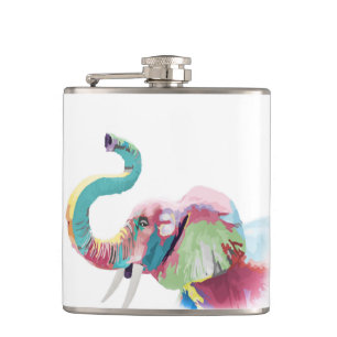 Cool Trendy Colorful Elephant Hip Flask