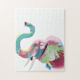 Cool Trendy Colorful Elephant  Jigsaw Puzzle