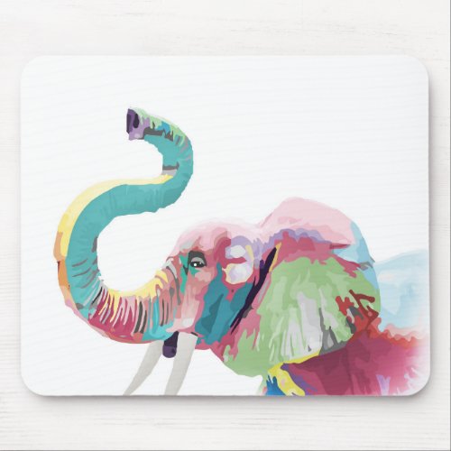 Cool Trendy Colorful Elephant  Mouse Pad