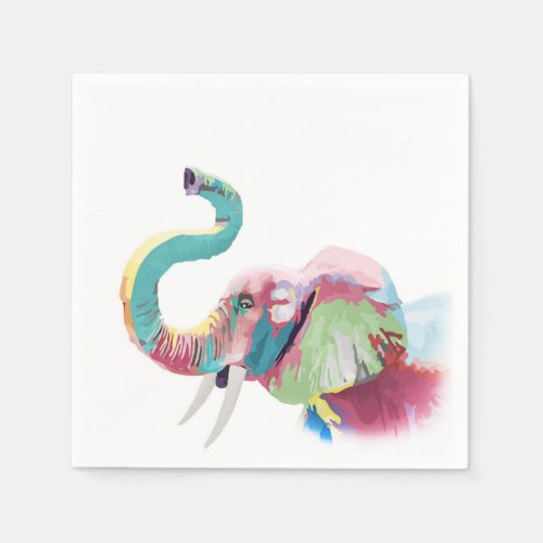 Cool Trendy Colorful Elephant  Paper Napkins