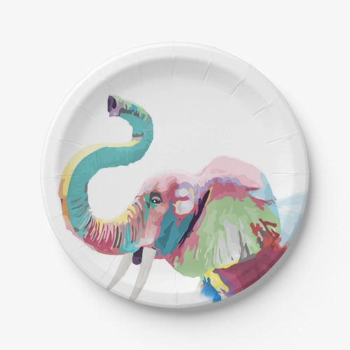 Cool Trendy Colorful Elephant  Paper Plates