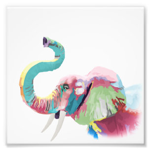 Cool Trendy Colorful Elephant Photo Print