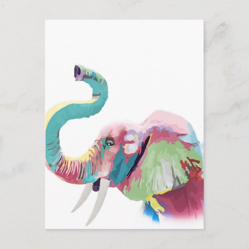 Cool Trendy Colorful Elephant  Postcard