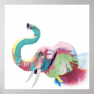 Cool Trendy Colorful Elephant Poster