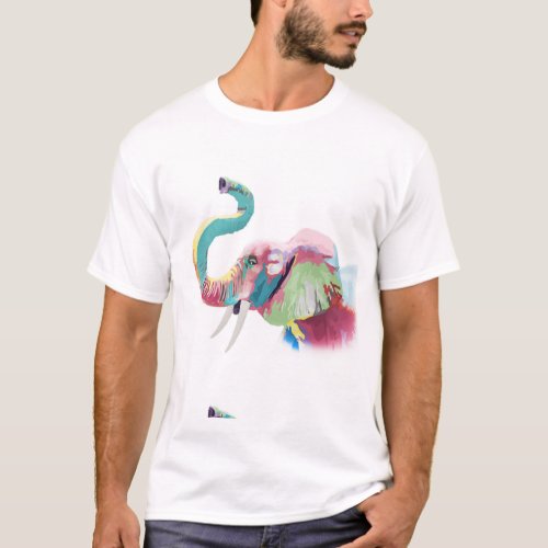 Cool Trendy Colorful Elephant  T_Shirt