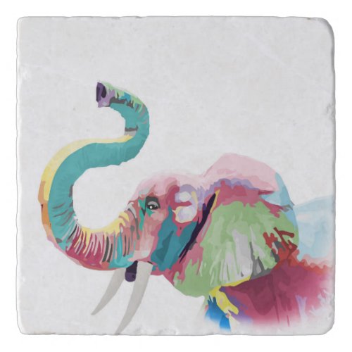 Cool Trendy Colorful Elephant  Trivet