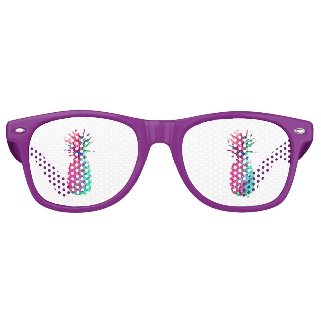 Cool Trendy Colorful Pineapple Retro Sunglasses (Front)