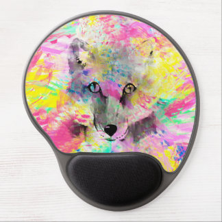 Cool trendy colourful vibrant fox abstract paint gel mouse pad