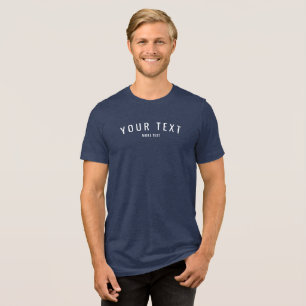Cool Trendy Custom Mens Solid Navy Blue Triblend Tri-Blend Shirt