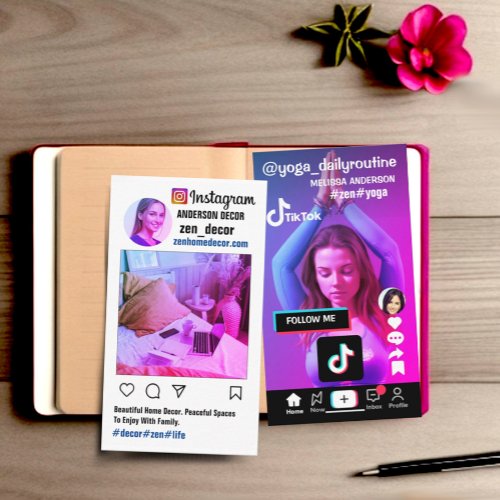 cool trendy double_sided insta tiktok layout  business card