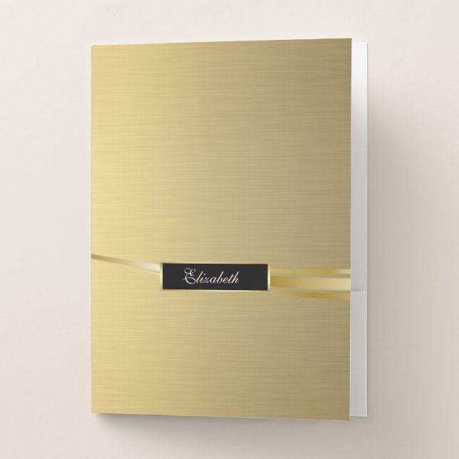 Cool Trendy  Elegant Gold  , Frame, Personalized Pocket Folder (Front)