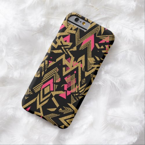 Cool trendy faux gold glitter geometric pattern barely there iPhone 6 case