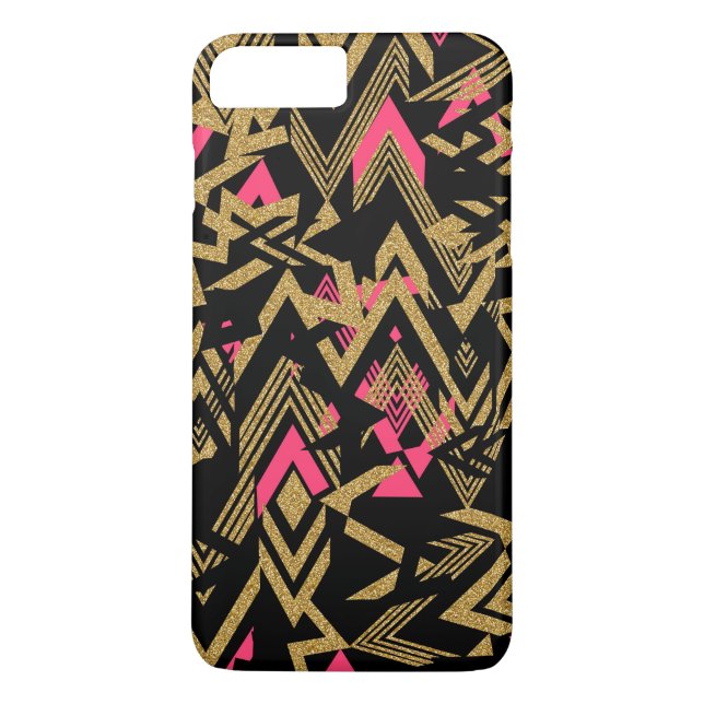 Cool trendy faux gold glitter geometric pattern Case-Mate iPhone case (Back)