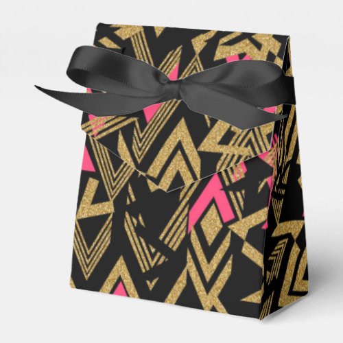 Cool trendy faux gold glitter geometric pattern favor boxes