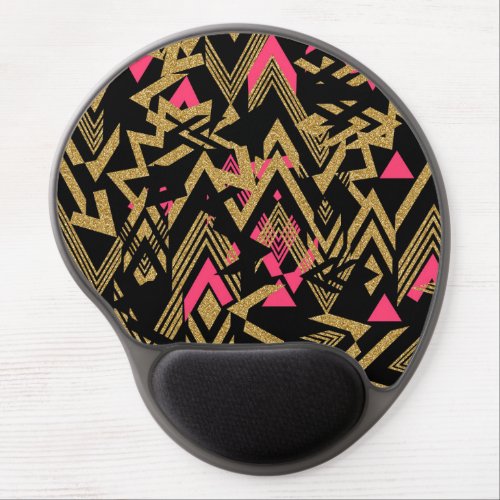 Cool trendy faux gold glitter geometric pattern gel mouse pad