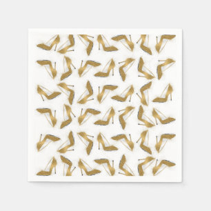 Cool trendy faux gold glitter high heel shoes napkins