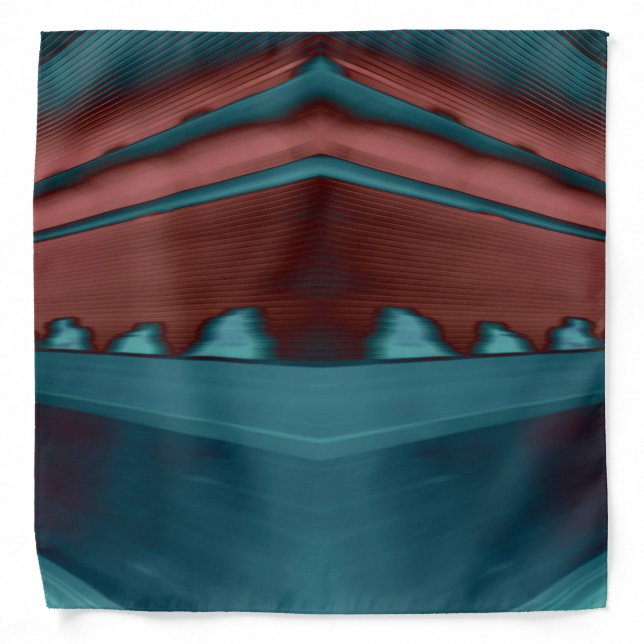 Cool, trendy futuristic artwork in red and blue bandana (Front)