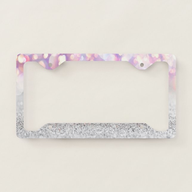 Cool Trendy Girly Bokeh License Plate Frame (Front)