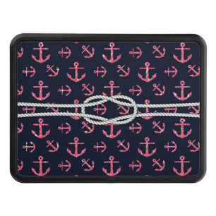 Cool trendy girly faux glitter nautical anchors hitch cover