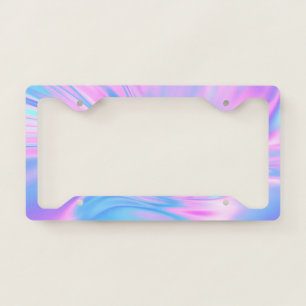 Cool Trendy Girly Holographic Opal  License Plate Frame