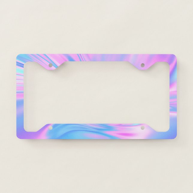 Cool Trendy Girly Holographic Opal  License Plate Frame (Front)